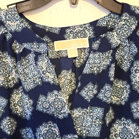 Michael Kors Womens Blue Tunic Style Short Sleeve Top - Picture 5 of 6